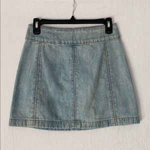 Free People Zip to it denim mini Skirt light wash
